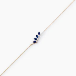 Bracelet Navette Or Jaune Saphir Diamant
