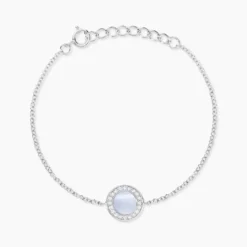 Bracelet Nawala Argent Blanc Oxyde De Zirconium Et Nacre