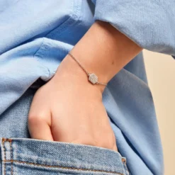 Bracelet Nawele Argent Blanc Oxyde De Zirconium