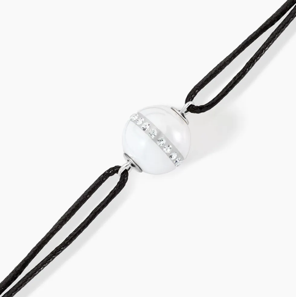 Bracelet Nina Cera Argent Blanc Céramique Et Strass