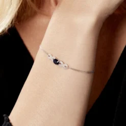 Bracelet Oceania Or Blanc Saphir Et Diamant