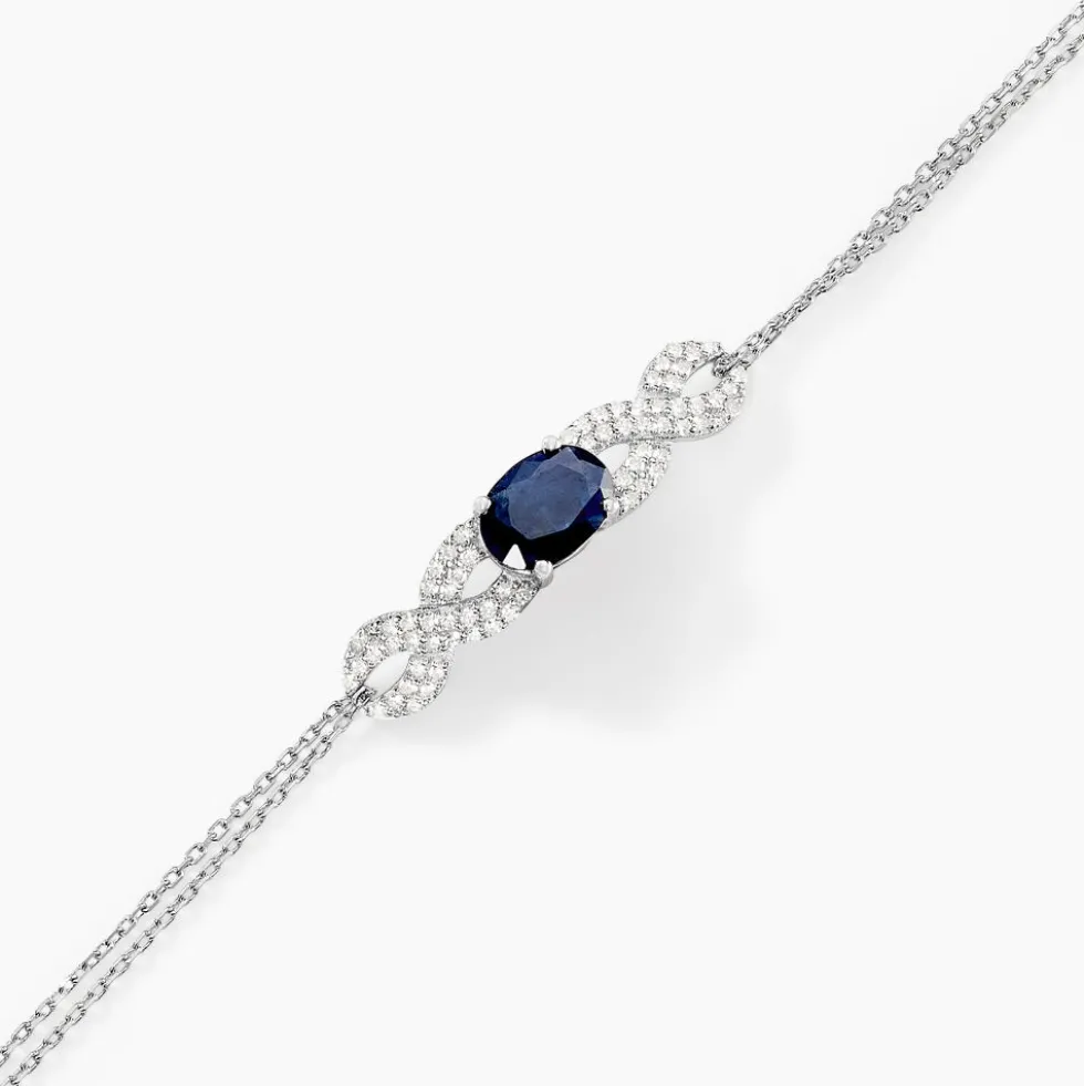 Bracelet Oceania Or Blanc Saphir Et Diamant