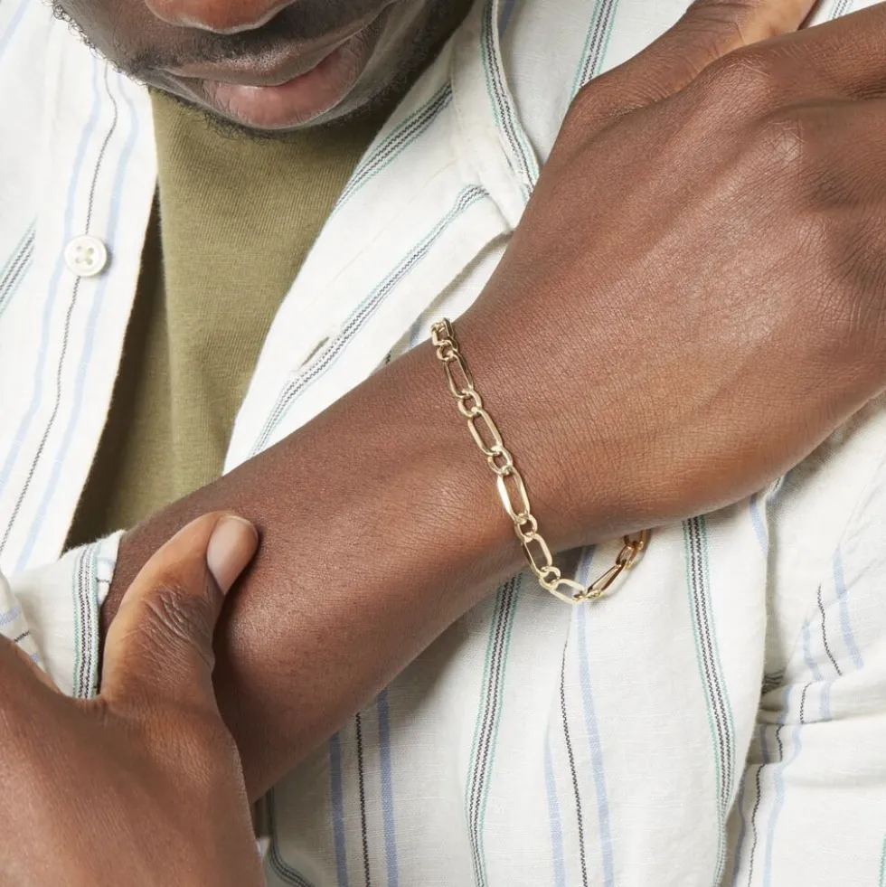 Bracelet Ophelio Maille Alternee 1/1 Or Jaune