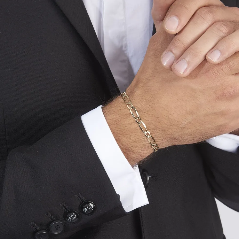 Bracelet Ophelio Maille Alternee 1/1 Or Jaune