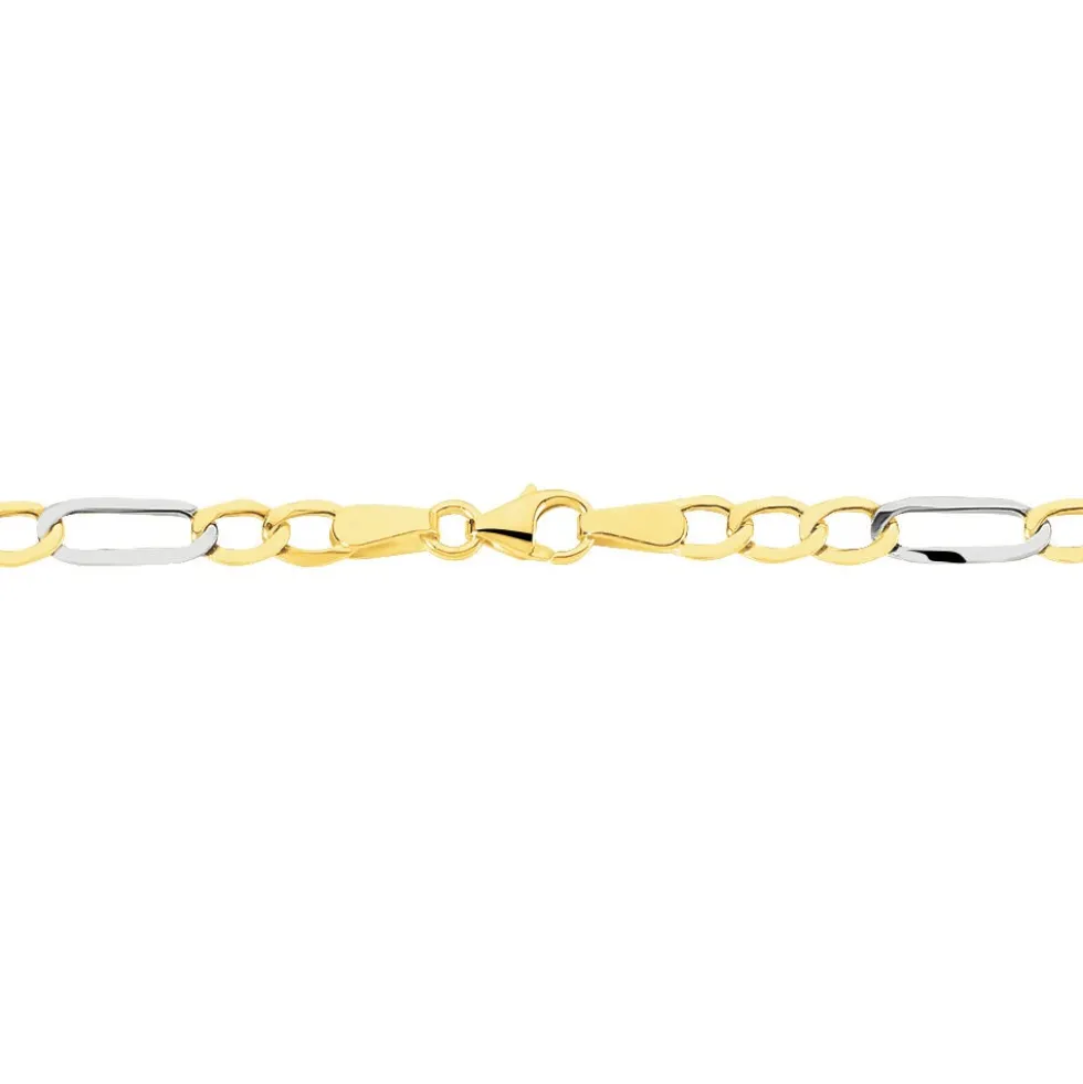 Bracelet Or Bicolore Maille Alternée 1/3
