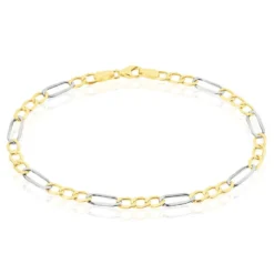 Bracelet Or Bicolore Maille Alternée 1/3