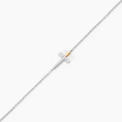 Bracelet Or Jaune Argent Blanc Oxyde De Zirconium