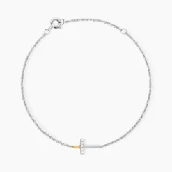Bracelet Or Jaune Argent Blanc Oxyde De Zirconium