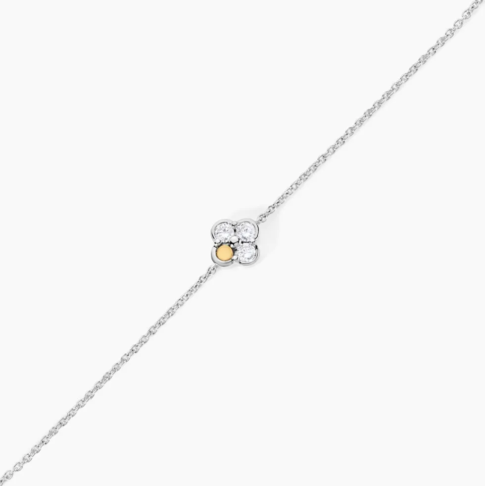 Bracelet Or Jaune Argent Blanc Oxyde De Zirconium