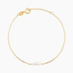 Bracelet Or Jaune Audrea Perle De Culture Oxydes De Zirconium