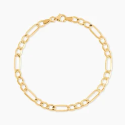 Bracelet Or Jaune Maille Alternée 1/3