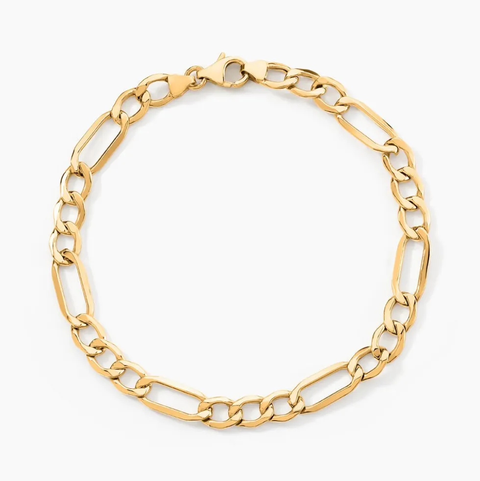 Bracelet Or Jaune Maille Alternée