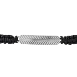 Bracelet Phebus Him Acier Blanc Cordon Noir