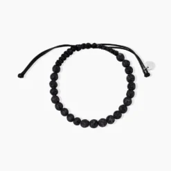 Bracelet Phebus Him Cordon Noir Pierre De Lave