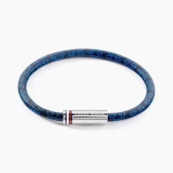 Bracelet Tommy Hilfiger Printed Cord Cuir De Veau Bleu