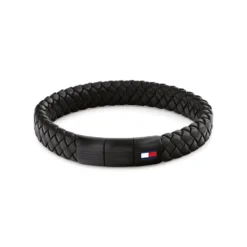 Bracelet Tommy Hilfiger Round Braided Cuir De Veau Noir