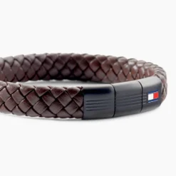 Bracelet Tommy Hilfiger Round Braided Cuir De Veau Marron