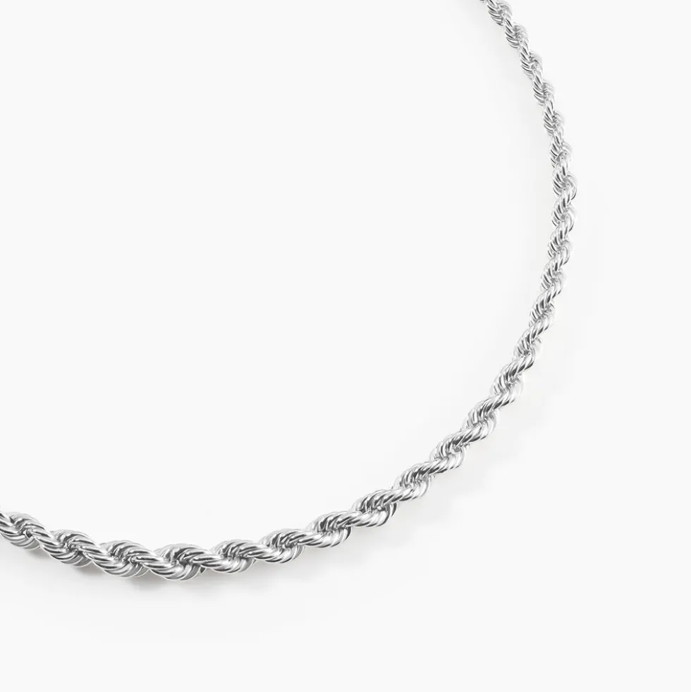 Chaine Cordelia Maille Corde Or Blanc