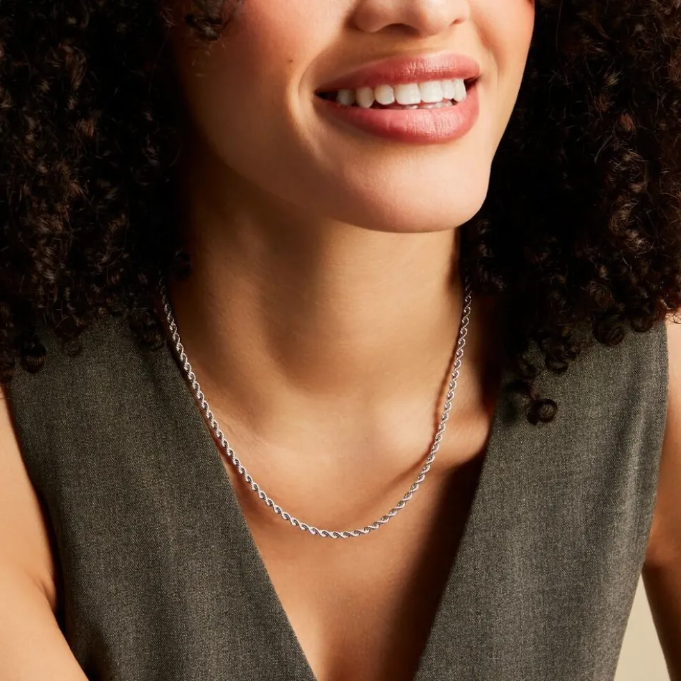 Chaine Cordelia Maille Corde Or Blanc