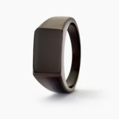 Chevalière Acier Noir Luciano