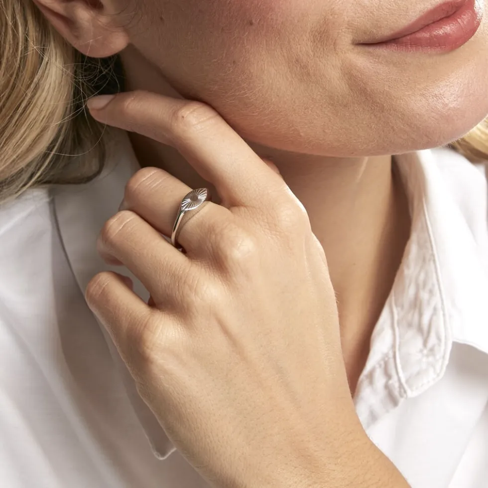 Chevalière Dalia Argent Blanc