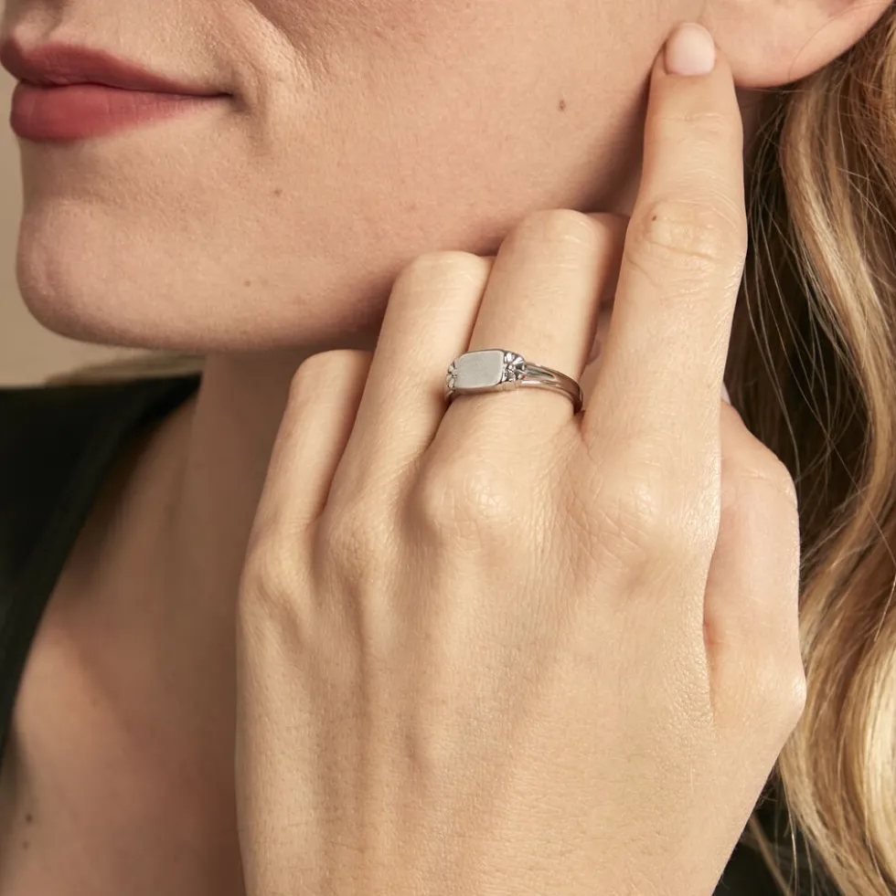 Chevalière Darian Argent Blanc