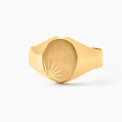 Chevalière Deimos Ovale Diamantee Soleil Or Jaune