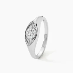Chevalière Evalyn Argent Blanc Oxyde De Zirconium
