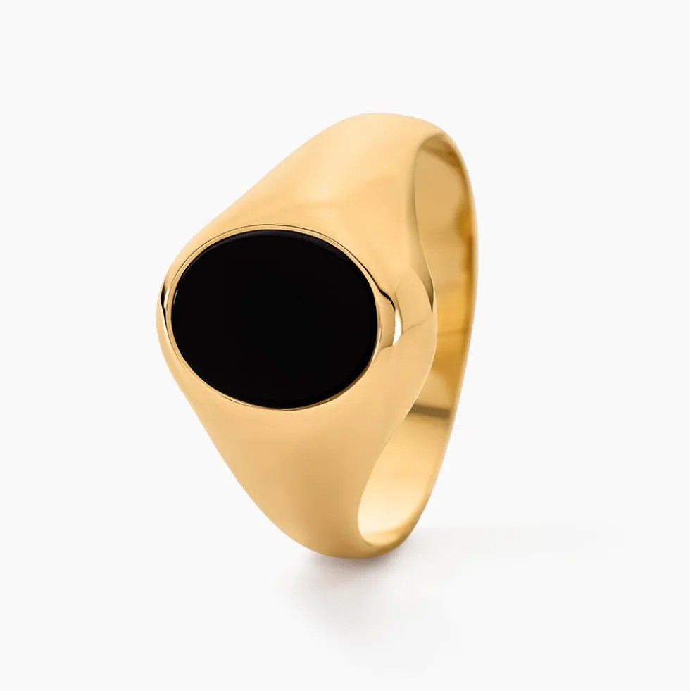 Chevalière Gerolt Ovale Or Jaune Onyx