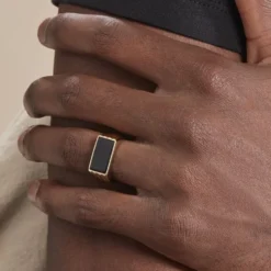 Chevalière Plaqué Hadrien Onyx