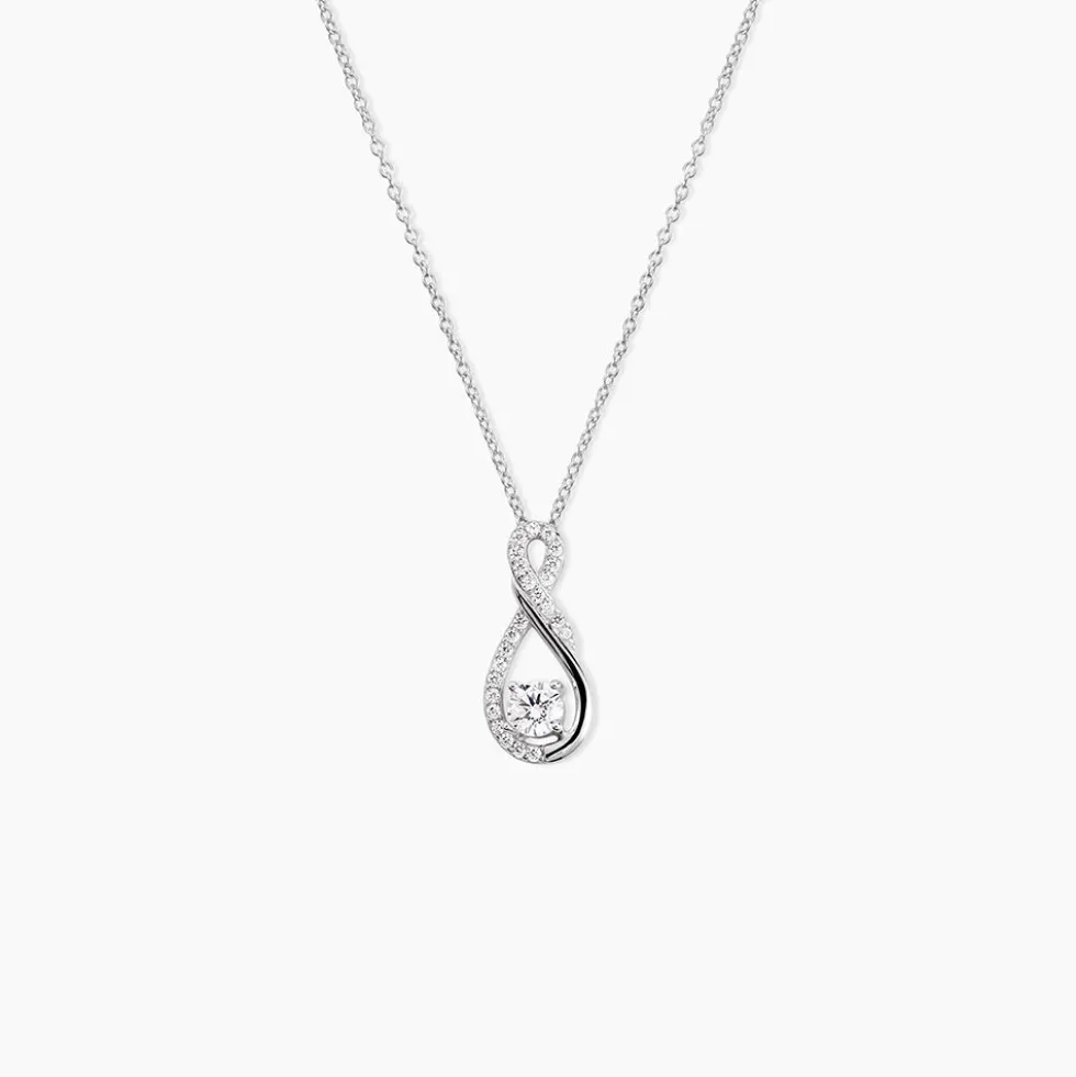Collier Absa Argent Blanc Oxyde De Zirconium