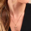 Collier Acier Doré Cristal