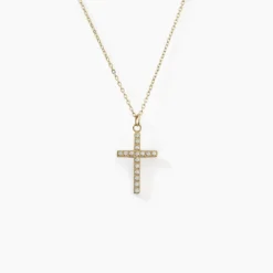 Collier Acier Doré Cristal