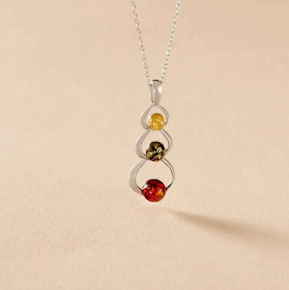 Collier Agneta Argent Blanc Ambre