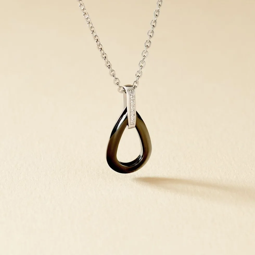 Collier Amaris Argent Blanc Céramique Et Oxyde De Zirconium
