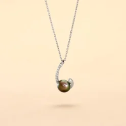 Collier Anais Or Blanc Perle De Culture Et Oxyde De Zirconium
