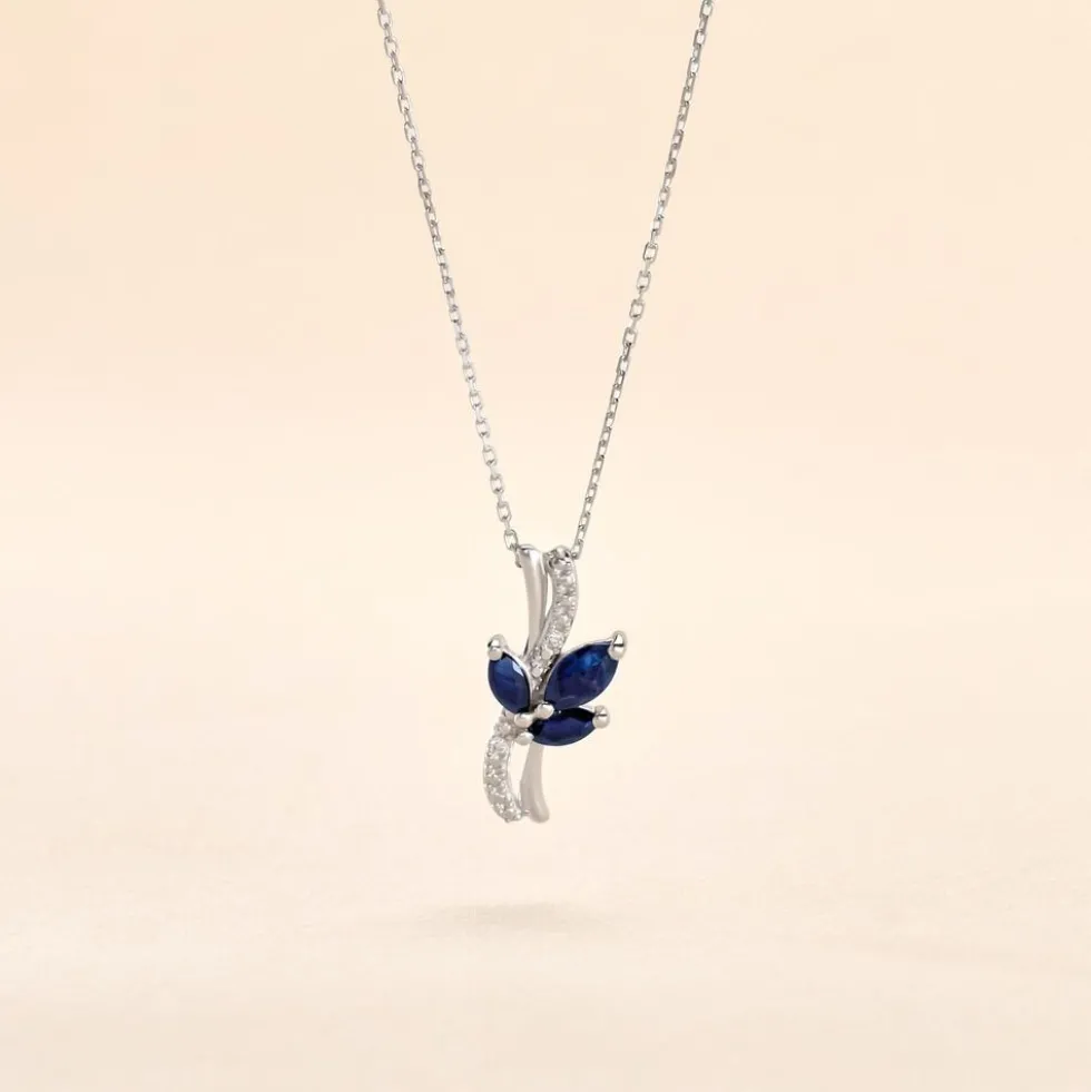 Collier Angie Or Blanc Saphir Diamant
