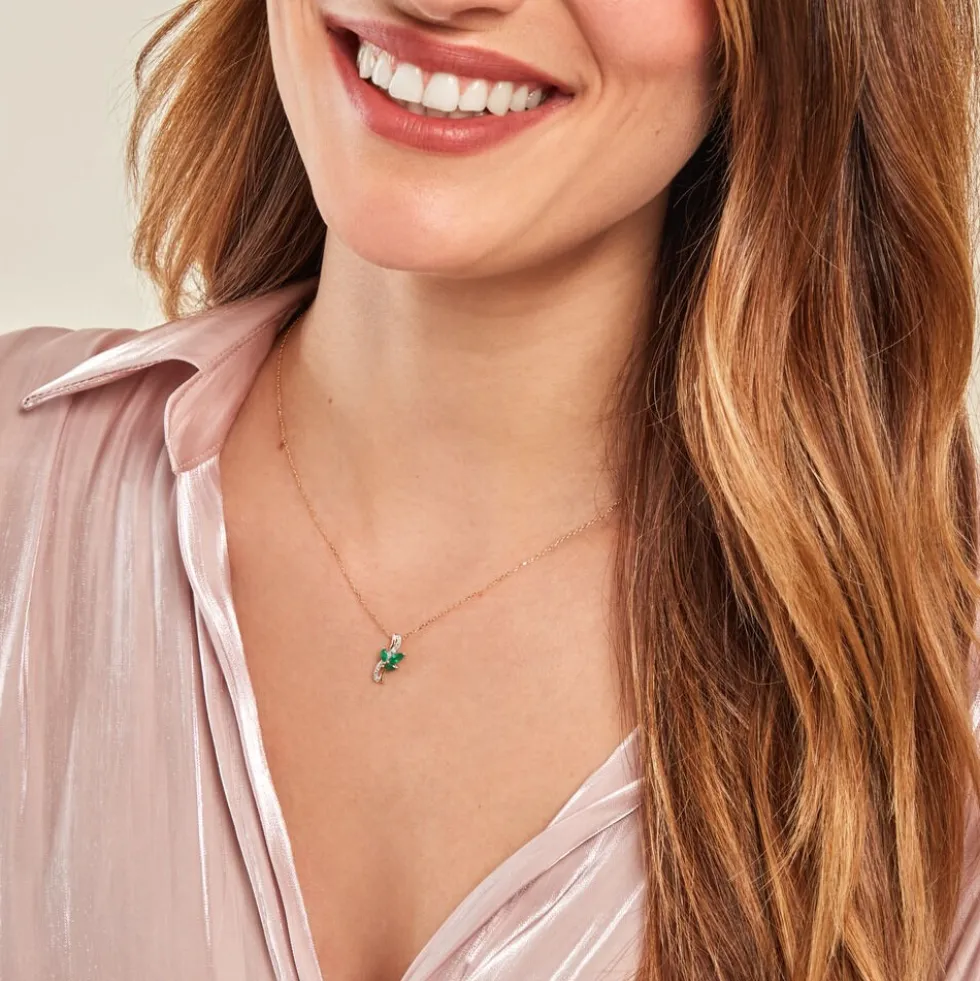Collier Angie Or Jaune Emeraude Diamant