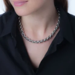 Collier Anta Maille Jaseron Argent Blanc