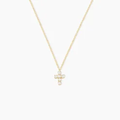Collier Arene Croix Or Jaune Oxyde De Zirconium