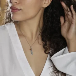 Collier Argent Blanc Adriane Ambre