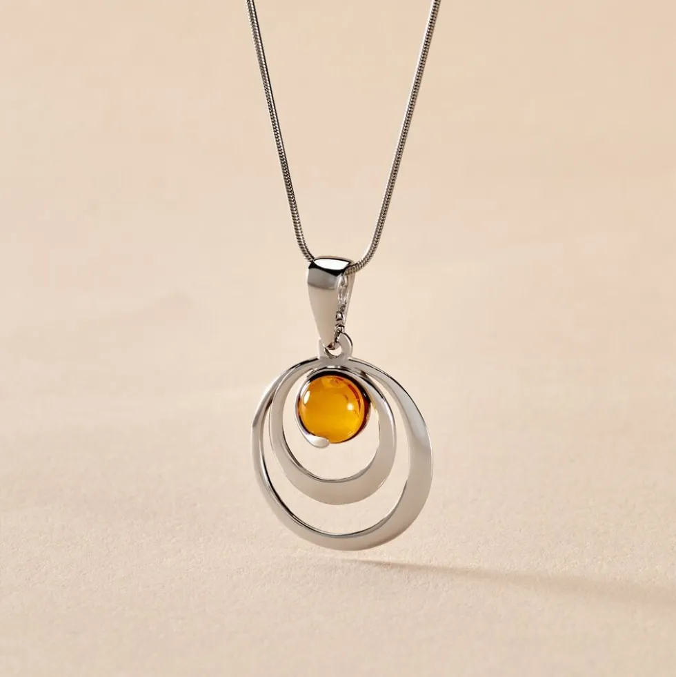 Collier Argent Blanc Alanna Ambre