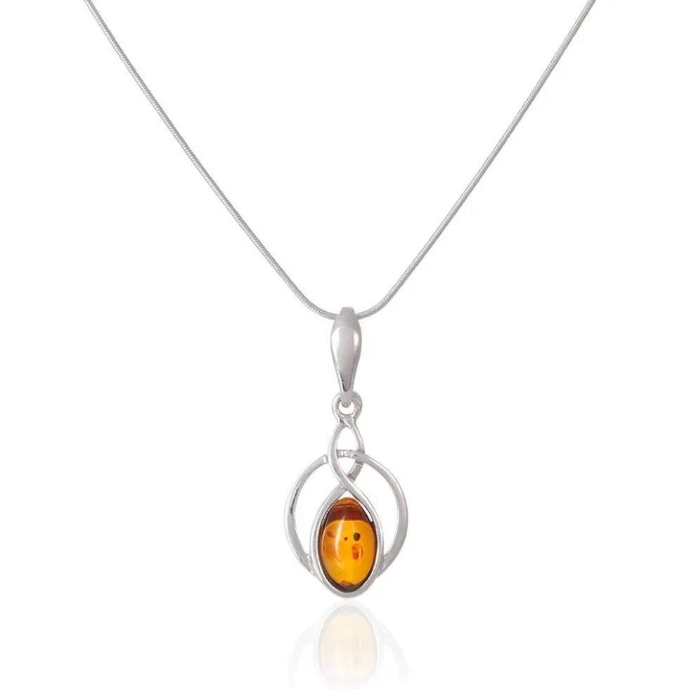 Collier Argent Blanc Anne-therese Ambre