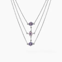 Collier Argent Blanc Blossom Oxyde De Zirconium