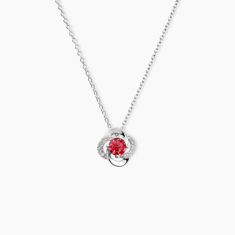 Collier Argent Blanc Clover Verre Oxydes De Zirconium