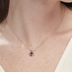 Collier Argent Blanc Clover Verre Oxydes De Zirconium