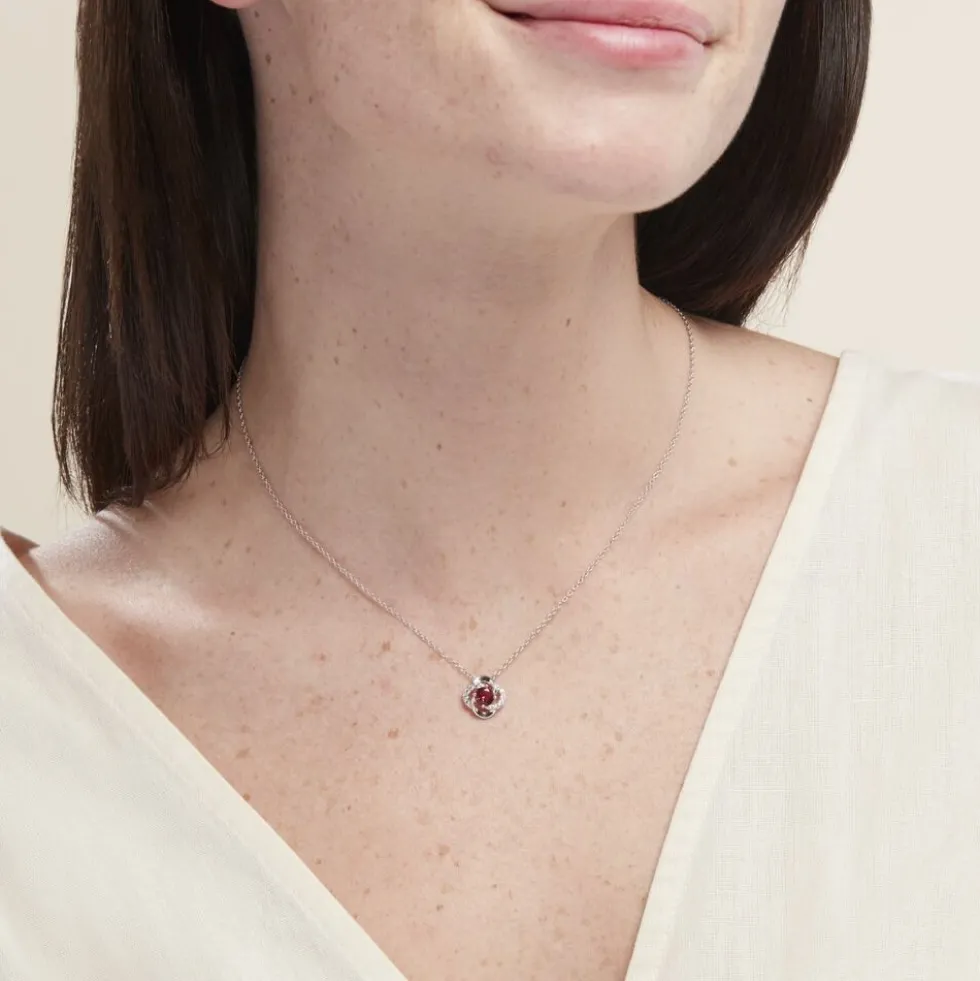 Collier Argent Blanc Clover Verre Oxydes De Zirconium