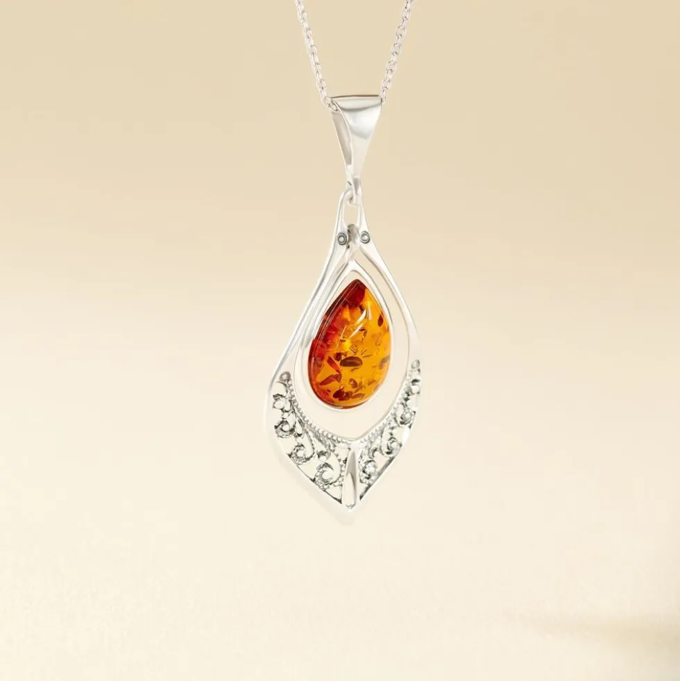Collier Argent Blanc Doralyn Ambre