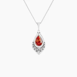 Collier Argent Blanc Doralyn Ambre