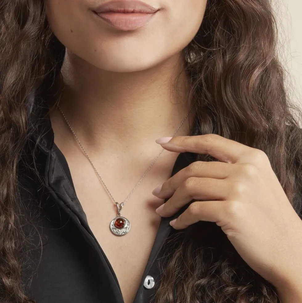 Collier Argent Blanc Mystica Ambre